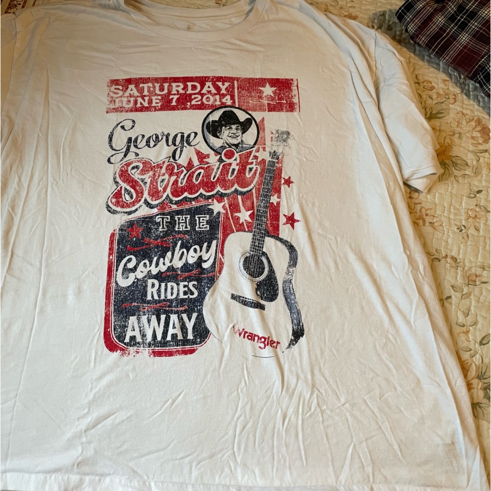 Wrangler George strait White and Red Cowboy Graphic Tee